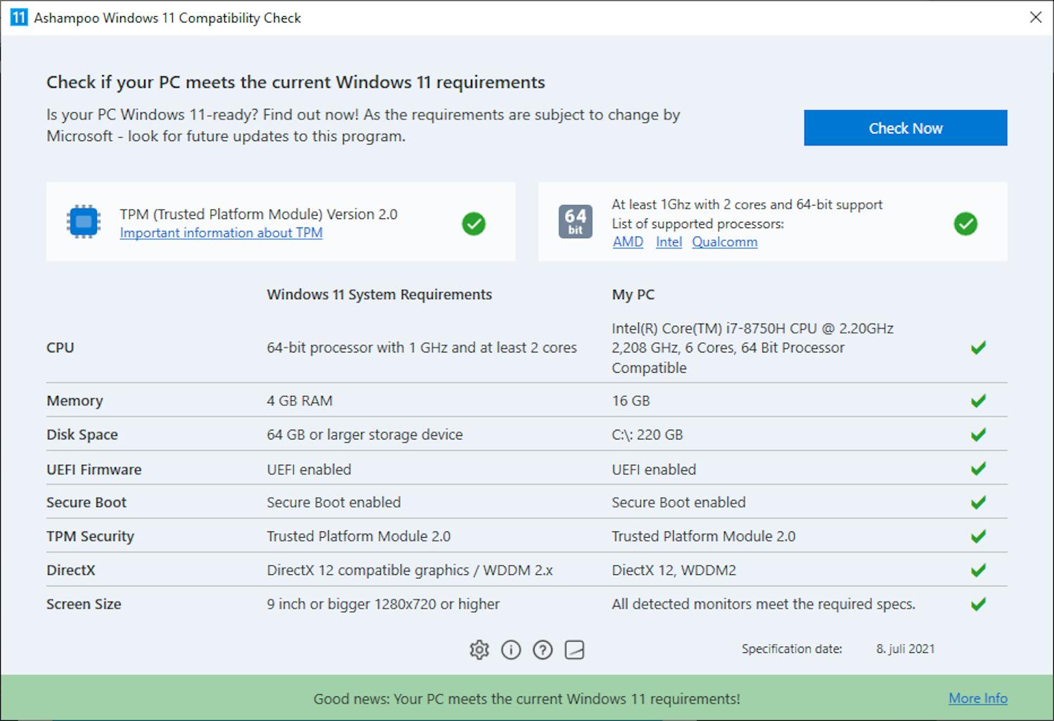 STEG 2: Ashampoo Windows 11 Compatibility Check